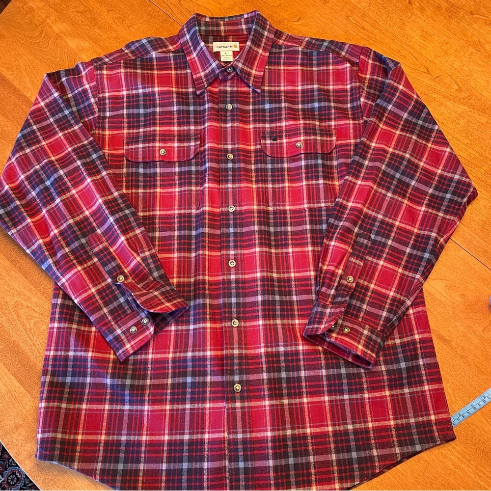 Carhartt Plaid Men's Shirt, Long Sleeve, Size XL, 100% Cotton Flannel